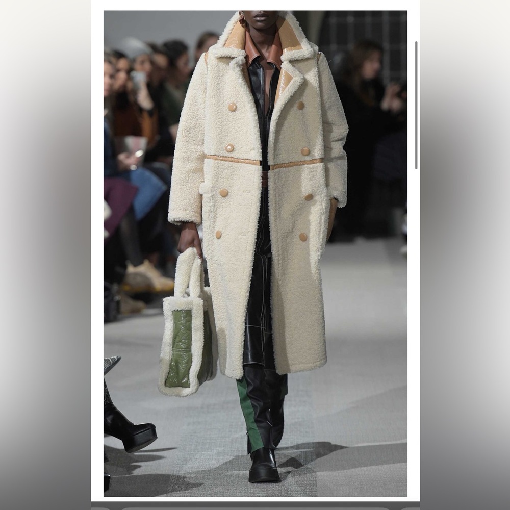 STAND STUDIO
Morgan double-breasted paneled faux shearling coat